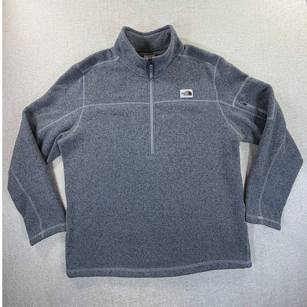 The North Face Men's Gray XL Sherpa Lined 1/4 Zip Sweater Fleece Pullover Top